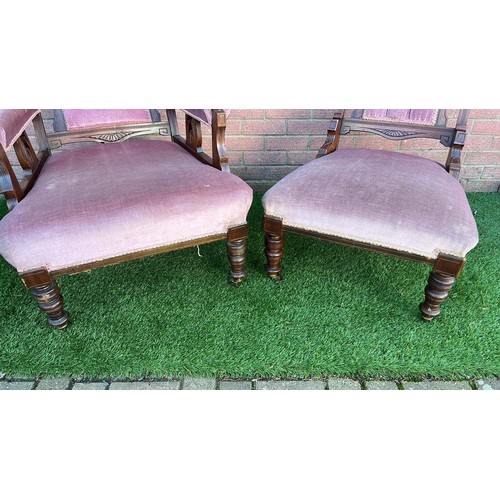 316 - EDWARDIAN HIS AND HERS PALOUR ARM CHAIRS