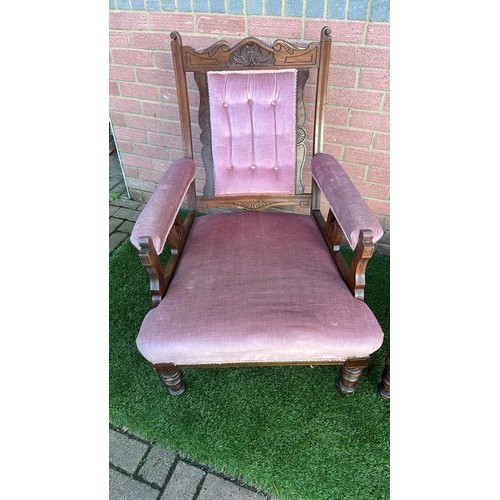 316 - EDWARDIAN HIS AND HERS PALOUR ARM CHAIRS