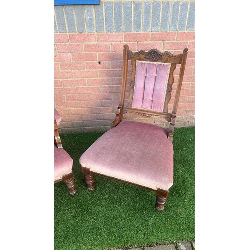 316 - EDWARDIAN HIS AND HERS PALOUR ARM CHAIRS