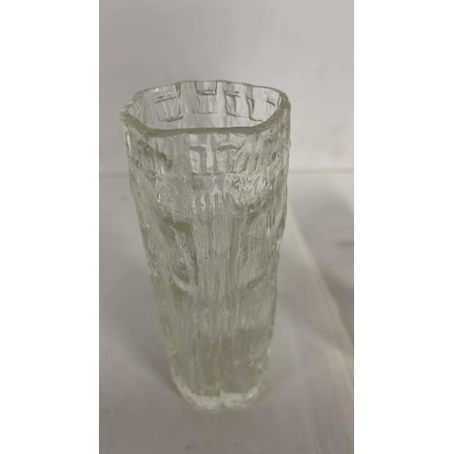 546 - TWO RETRO CLEAR GLASS WHITE FRIARS STYLE VASES