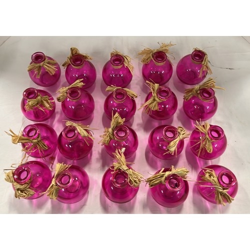 560 - 20 X PINK GLASS BULB RAFFIA BAUBLES