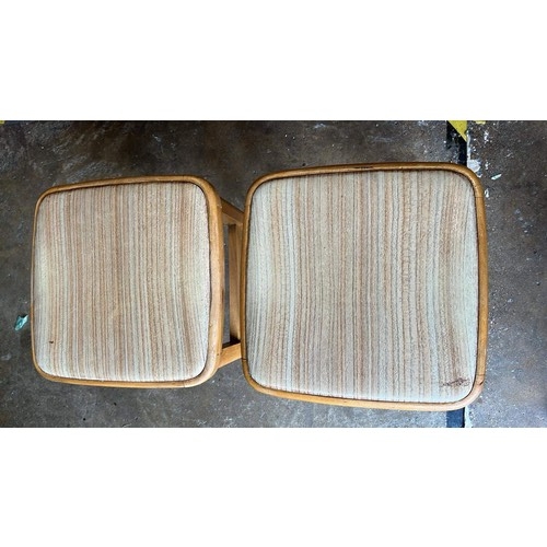 304 - THREE RETRO BEECH FRAMED STOOLS