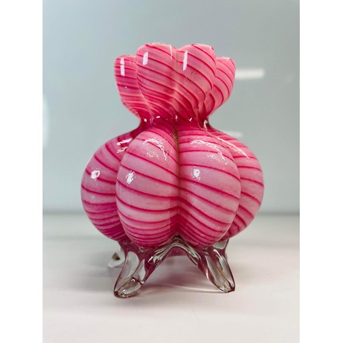 4 - PINK GLASS DUMP VASE