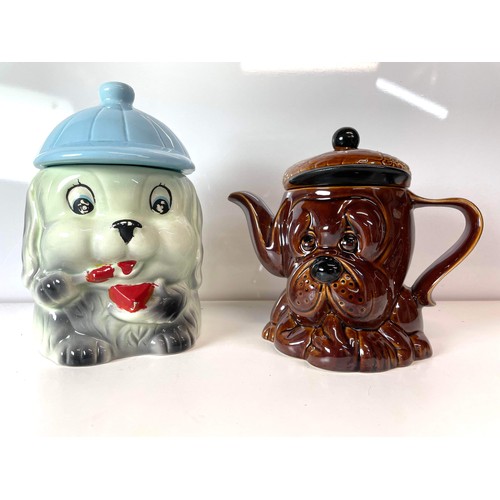 6 - DOG FACE TEA POT AND COOKIE JAR