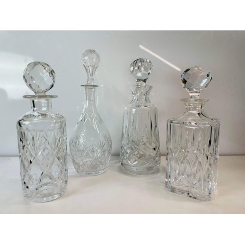 8 - FOUR MIXED CLEAR GLASS DECANTERS