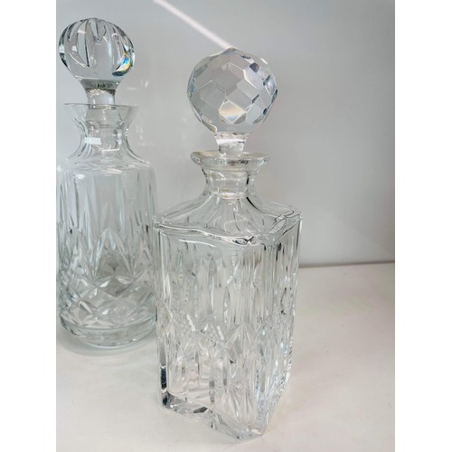 8 - FOUR MIXED CLEAR GLASS DECANTERS