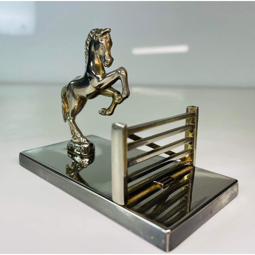 20 - SILVER PLATED METAL SEBA HORSE JUMP LETTER RACK