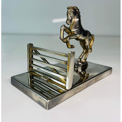 20 - SILVER PLATED METAL SEBA HORSE JUMP LETTER RACK