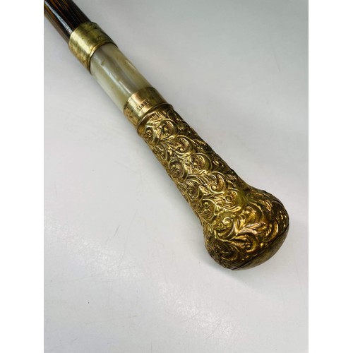 60 - EDWARDIAN LADIES UMBRELLA WITH 18ct gold plated handle