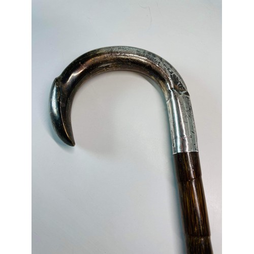 61 - EDWARDIAN GETS SILVER HALL MARKED HANDLE WALKING CANE