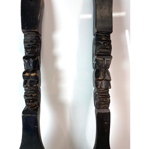 63 - LARGE WOODEN CARVED FORK AND SPOON