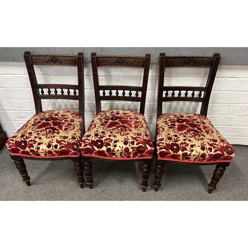 414 - 6 X EDWARDIAN OAK FRAMED DINNING CHAIRS