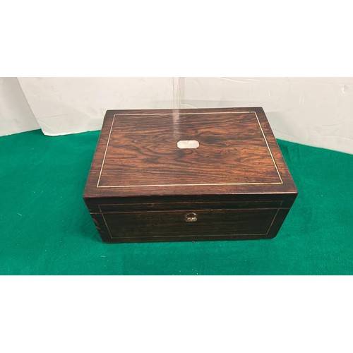 707 - ROSE WOOD BOX WITH CONTENTS OF EPHEMERA