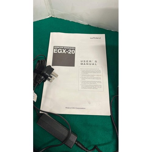 455 - ROLAND EGX-20 DESKTOP ENGRAVER , MANUAL WITH OPERATING PROGRAMME ,  AND LAPTOP