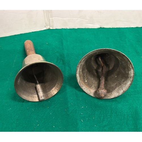 468 - TWO BRASS HAND BELLS