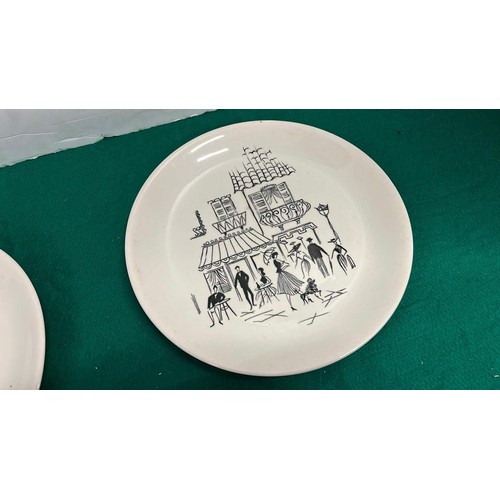 479 - TWO ALFRED MEAKIN 1950s PARIS / FRNCH STREET SCENE PLUS A JUNGLE PLATE