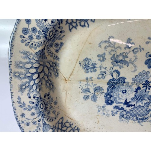 259 - BLUE AND WHITE MEAT PLATE WELL USED SEE PICTURES