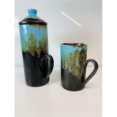 258 - STUDIO POTTERY COFFEE POT AND JUG