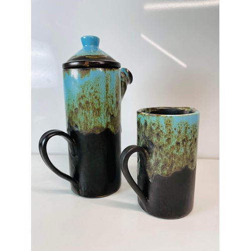 258 - STUDIO POTTERY COFFEE POT AND JUG