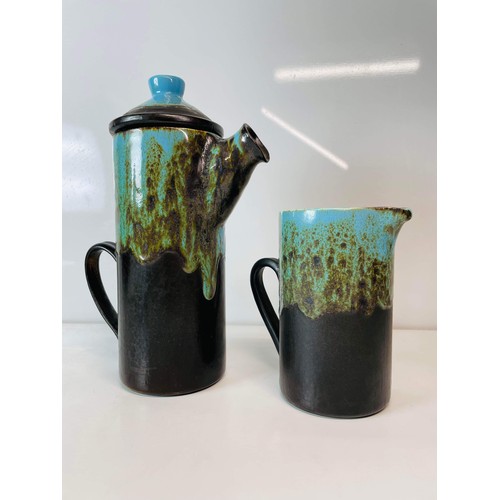 258 - STUDIO POTTERY COFFEE POT AND JUG