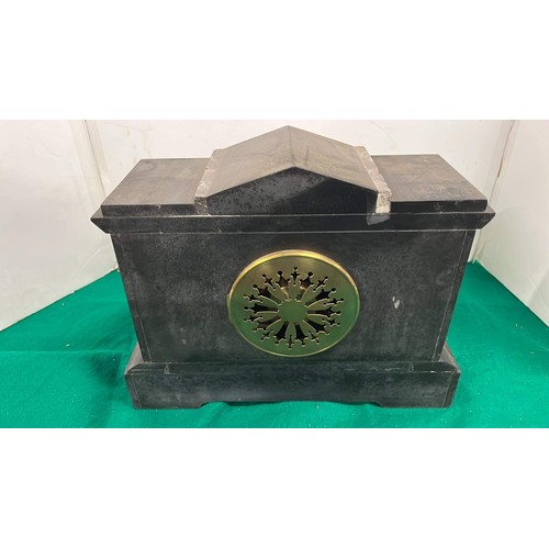 389 - EDWARDIAN SLATE MANTLE CLOCK