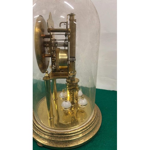 303 - ANNIVERSARY GLASS DOMED CLOCK WITH WIND UP MOVEMENT NEEDS SERVICE