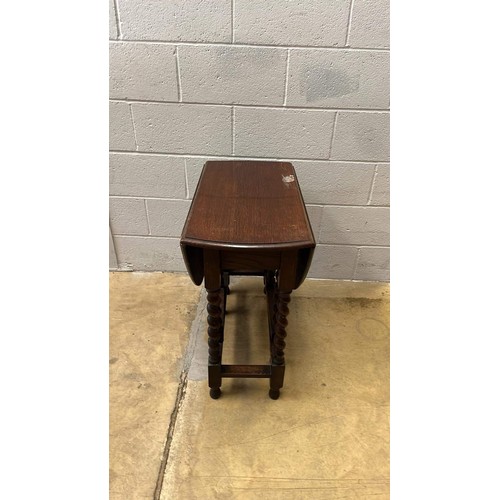 689 - OAK DROP LEAF TABLE WITH BARLEY TWIST LEGS