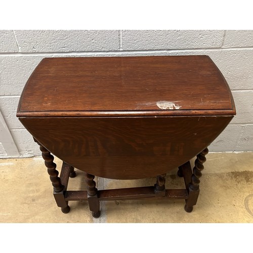 689 - OAK DROP LEAF TABLE WITH BARLEY TWIST LEGS