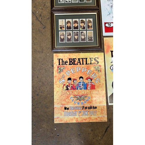 491 - 3 X METAL BEATLES SIGNS AND FRAMED WARUS CARDS SEE ALL PICTURES