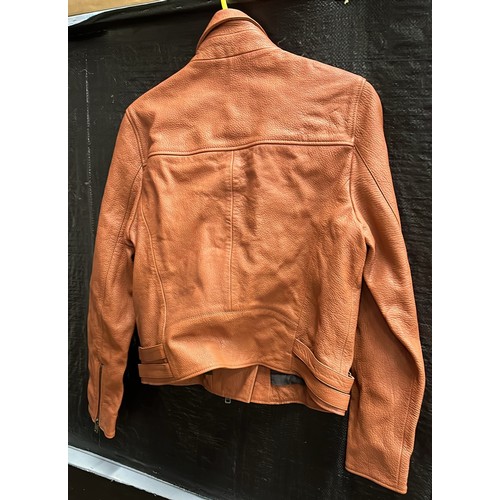 890 - LADIES LEATHER JACKET SIZE 14 MADE IN TURKY