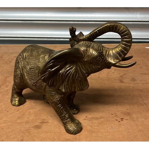 932 - Brass elephant with raised trunk