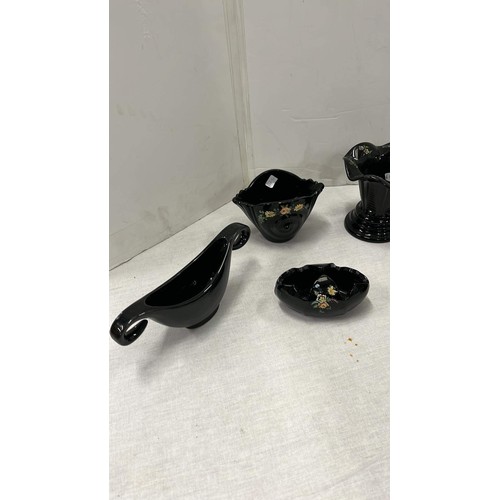 19 - BLACK FINISH POSIE VASES TO INCLUDE DENBY