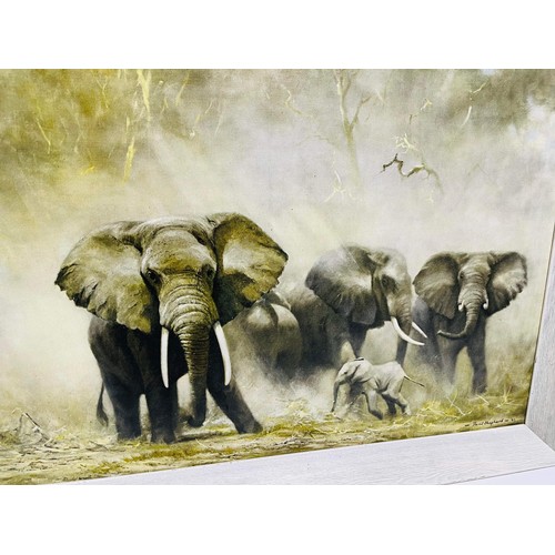 30 - ELEPHANTS AT AMBOSELI BY DAVID SHEPHERD PRINT FRAMED