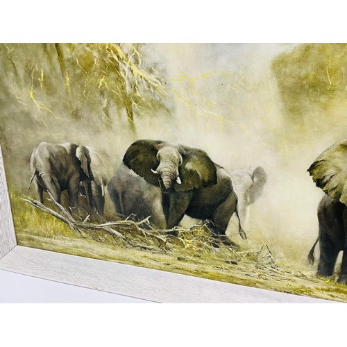 30 - ELEPHANTS AT AMBOSELI BY DAVID SHEPHERD PRINT FRAMED