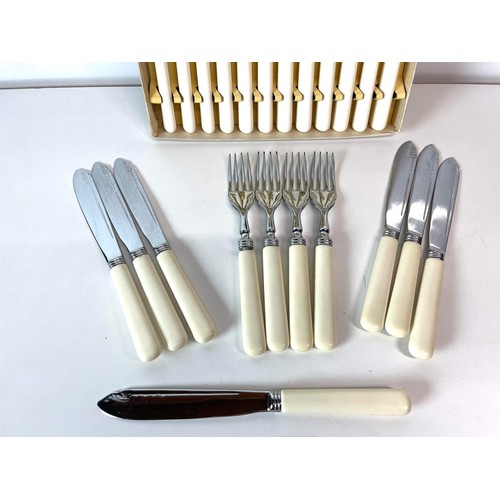 100 - BOXED RETRO STAINLESS STEEL FISH KNIFE AND FORK SET