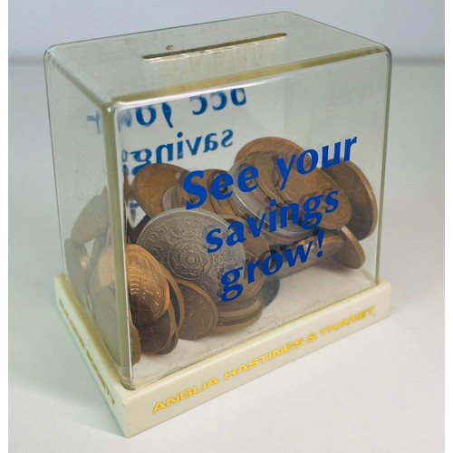 123 - ANGLIA HASTINGS & THANET SAVINGS BANK WITH COINS