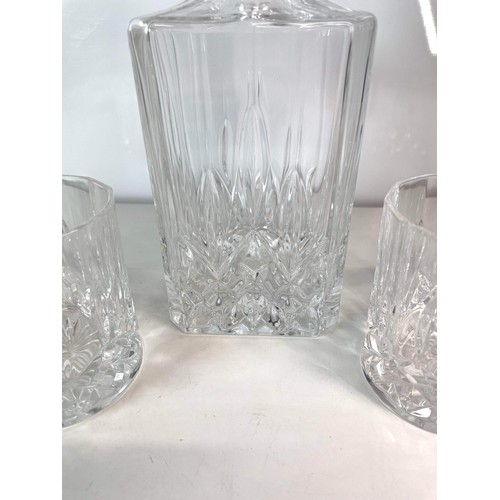 188 - CUT GLASS DECANTER AND FOUR GLASSES