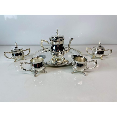 164 - PLATED TEA SET WITH TRAY