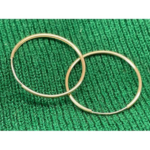 150 - 9ct gold hoop EARRINGS - weight 0.66g