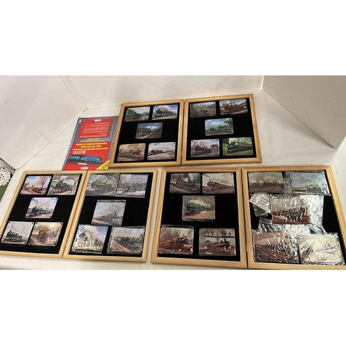 290 - THREE WOODEN CASES WITH ATLAS TRAIN PLAQUES