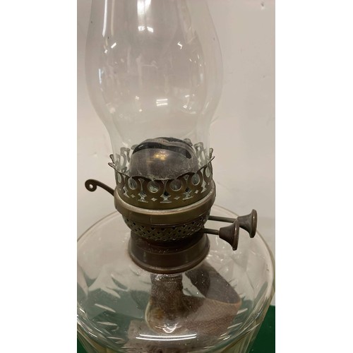 291 - EDWARDIAN CAST METAL BASE DOUBLE BURNER OIL LAMP