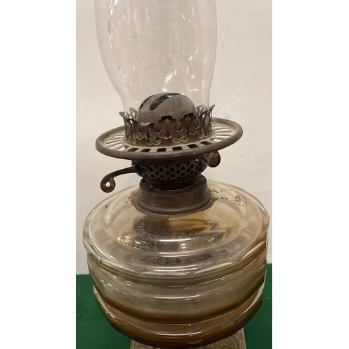 294 - EDWARDIAN CAST METAL BASED DOUBLE BURNER OIL LAMP