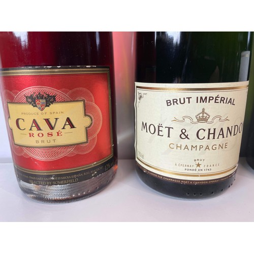 244 - FOUR MIXED BOTTLES OF CAVA AND BRUT CHAMPAGNE