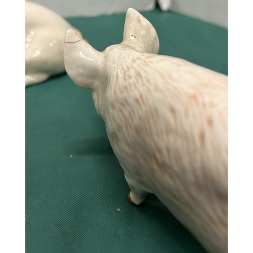 5 - TWO BESWICK PIGS /STANDING PIG REPAIR TO EAR SEE PICTURES