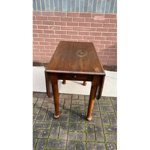 759 - OAK DROP LEAF  TABLE WITH DRAWER