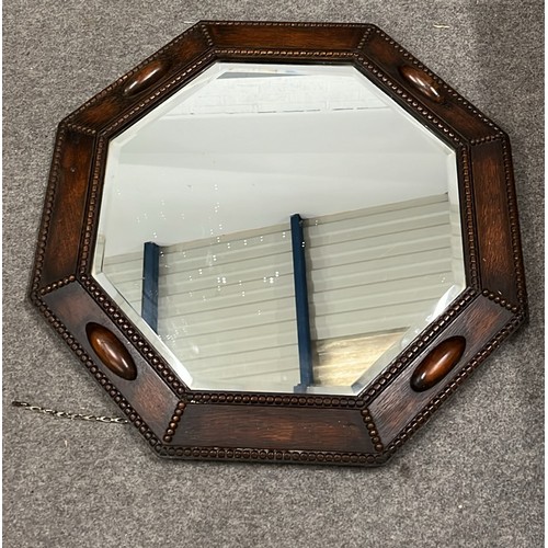 754 - OAK HEXAGONAL MIRROR