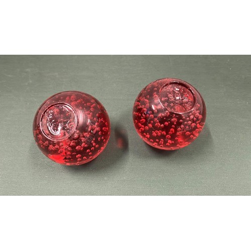 161 - TWO RED GLASS PAPER WEIGHTS