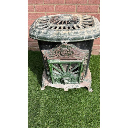 325 - ART DECO GREEN LUSTRE FINISH WOOD BURNER