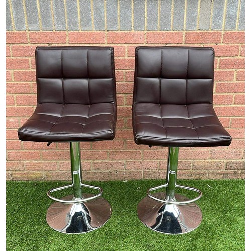 444 - TWO BAR STOOLS IN BROWN