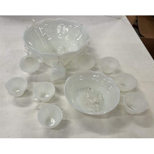 407 - TWO GLASS PUNCH BOWL SETS